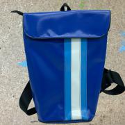 Rucksack mittel Gebrauchtplane - Application blau-weiss